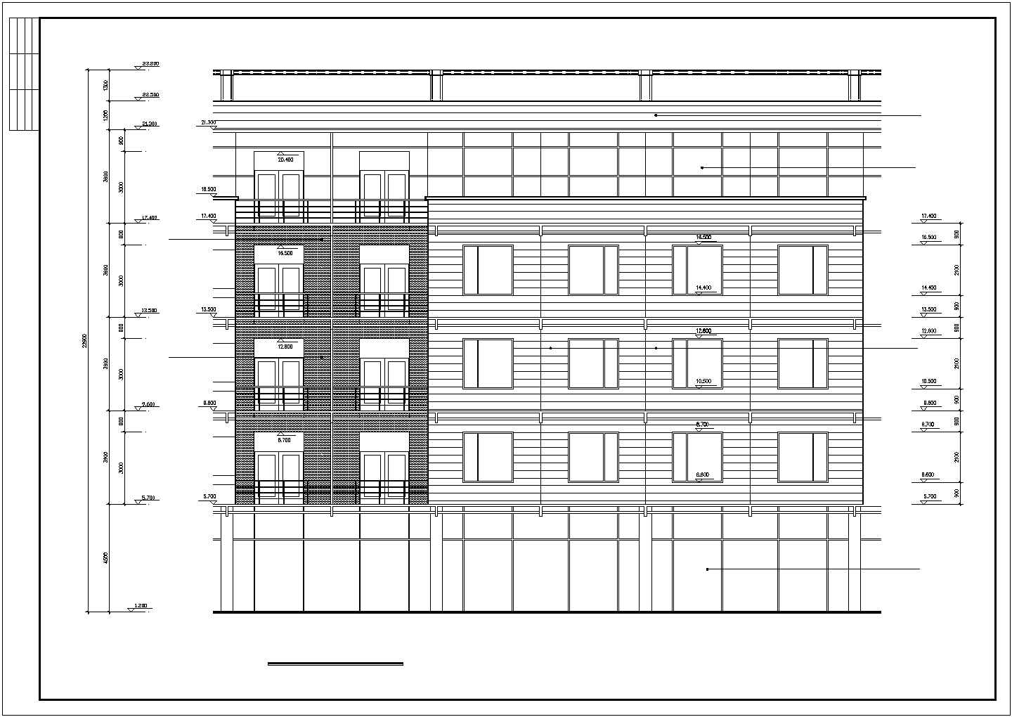 临街1.2万平米五层框架结构公寓式酒店全套建筑设计CAD图纸