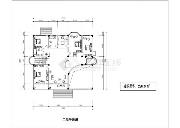 南昌市某村镇730平米3层框架结构私建豪华别墅全套建筑设计CAD图纸-图二