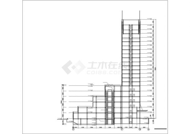 1.8万平米21层框架剪力墙结构商业综合楼平立面设计CAD图纸-图一