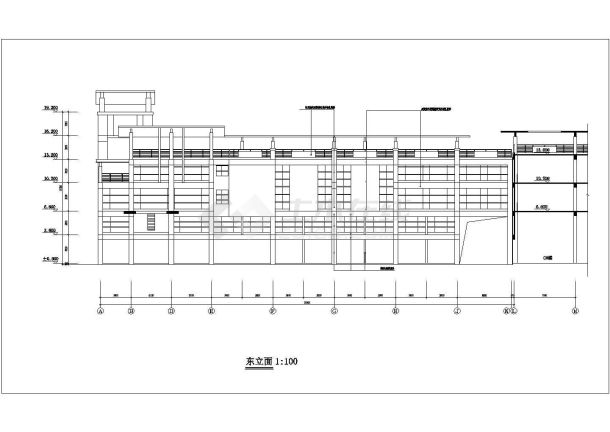 占地1200平米6层框架结构商业综合楼全套建筑设计CAD图纸-图一