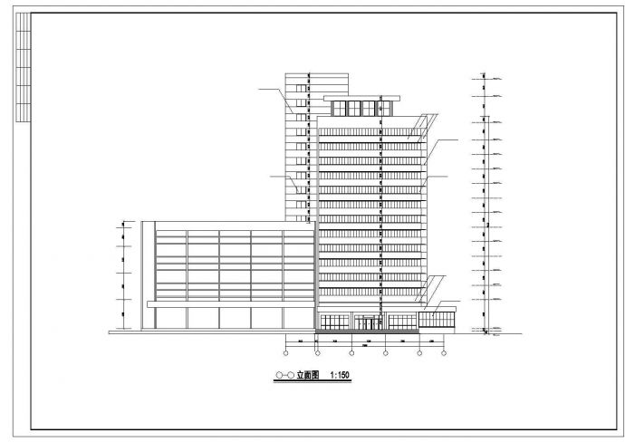 1.1万平米12层框架结构商务大酒店建筑设计CAD图纸（含地下1层）_图1
