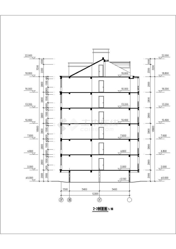 某地区多层底商住宅楼建筑设计施工CAD图纸-图一