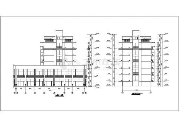 某地区多层底商住宅楼建筑设计施工CAD图纸-图二