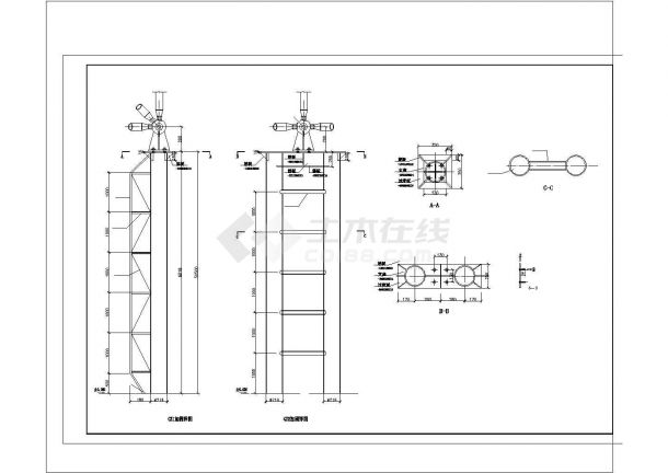 某地区工业区工厂网架设计施工CAD图纸-图一