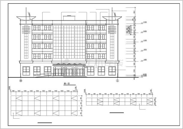 某地区互联网公司五层办公楼建筑设计施工CAD图纸-图一