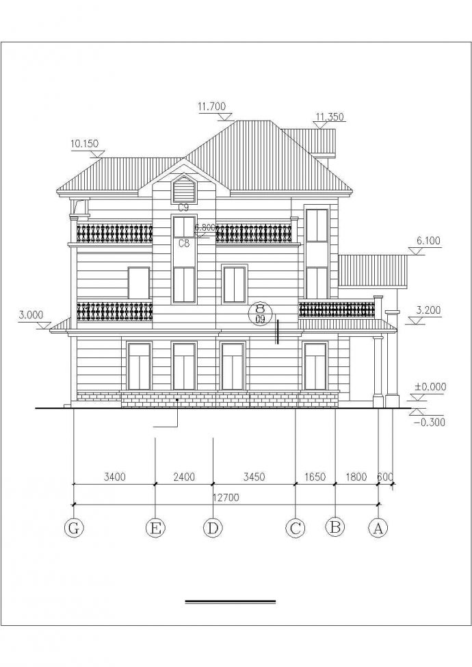 大连市和平区陈家村某2层砖混结构别墅楼平立面设计CAD图纸（含阁楼）_图1