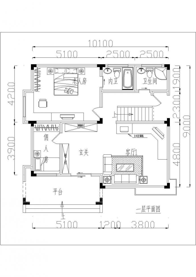 达州市某现代化村镇3层砖混结构独栋别墅全套平面设计CAD图纸_图1