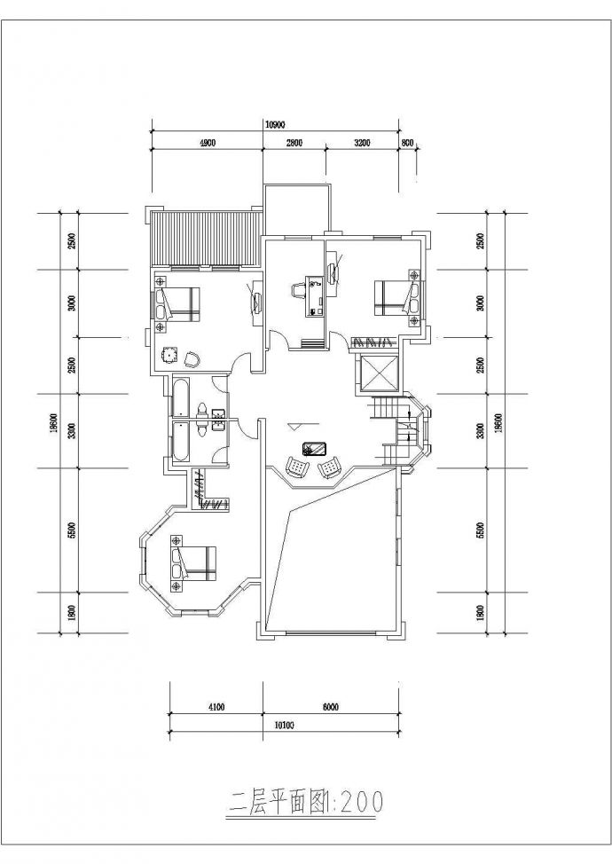 成都市某现代村镇三层框架结构简约型别墅建筑设计CAD图纸（含地下层）_图1