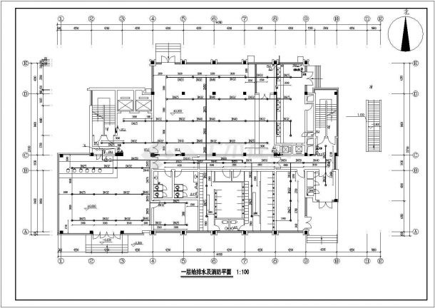 某地区高层办公楼建筑给排水设计方案施工CAD图纸-图二