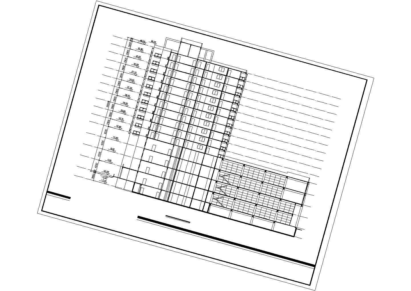 1.2万平米15层框架结构商住楼建筑设计CAD图纸（1-4层商用）