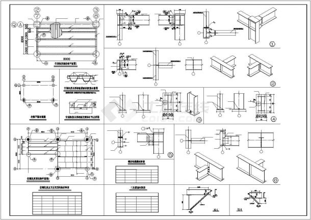 某地区建筑钢结构跨梁加固设计方案施工CAD图纸-图二