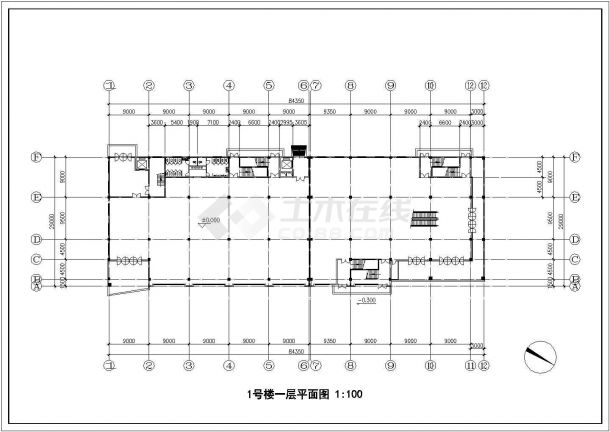 南京某商业街4+3层两栋联排商业楼建筑设计CAD图纸（含效果图）-图一