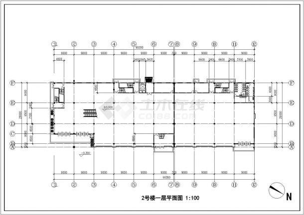 南京某商业街4+3层两栋联排商业楼建筑设计CAD图纸（含效果图）-图二