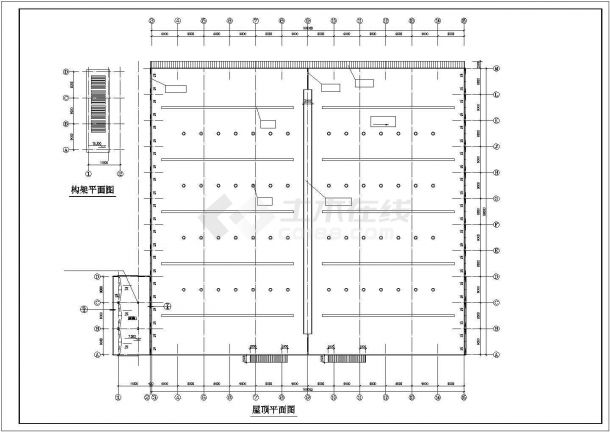 郑州市某服装厂1.1万平米单层轻钢结构生产厂房建筑设计CAD图纸-图一
