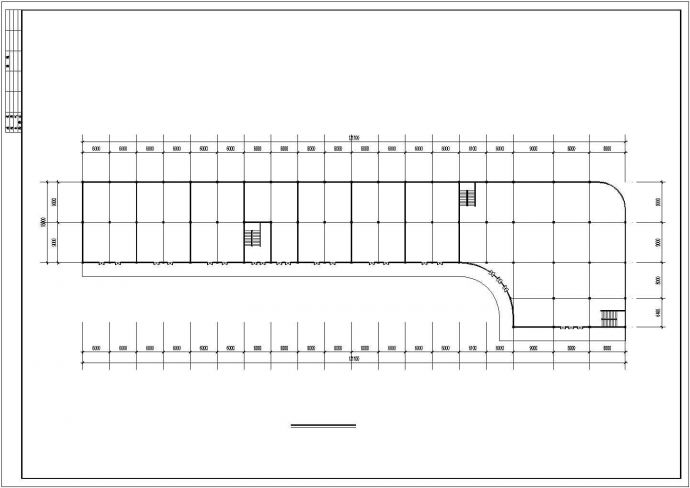 西安市某小吃街3200平米3层混合结构美食城建筑设计CAD图纸_图1