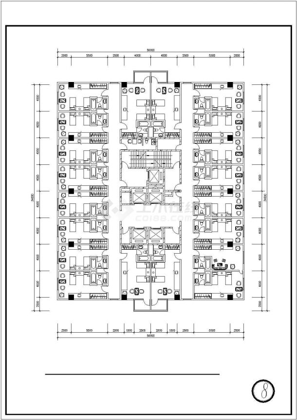 1.9万平米左右22层框架结构商务宾馆全套建筑设计CAD图纸-图一