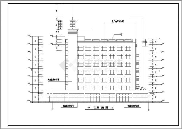 1.1万平米7层框架结构假日商务酒店建筑设计CAD图纸（单层商铺）-图一