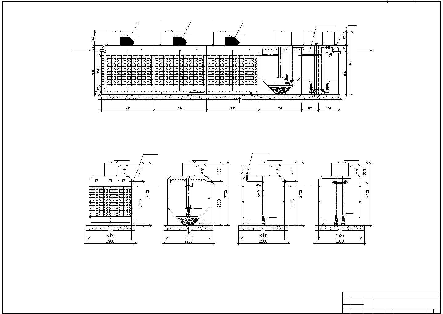 某地区三级地埋式污水处理设计方案施工CAD图纸