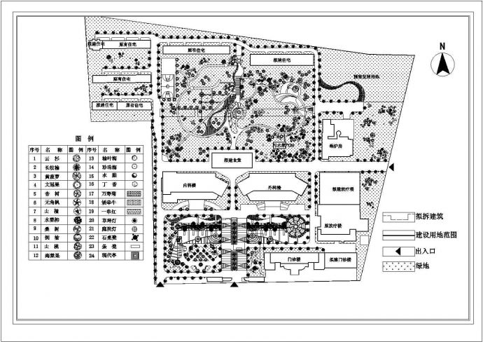 某地医院景观环境结构设计图纸_图1