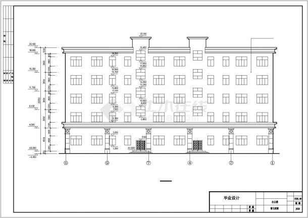 某地区五层办公楼建筑设计方案施工CAD图纸-图二