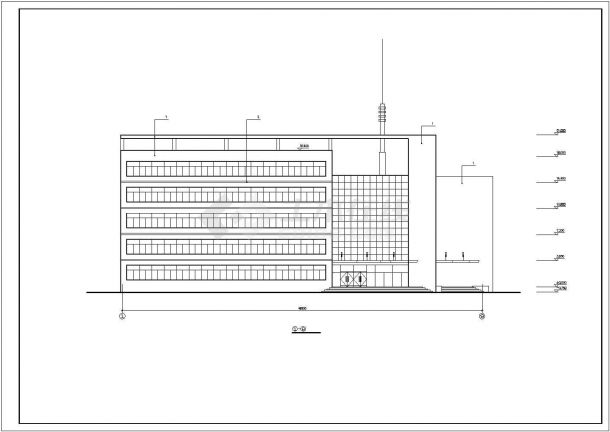 某地区企业商业五层办公楼建筑设计方案施工CAD图纸-图一