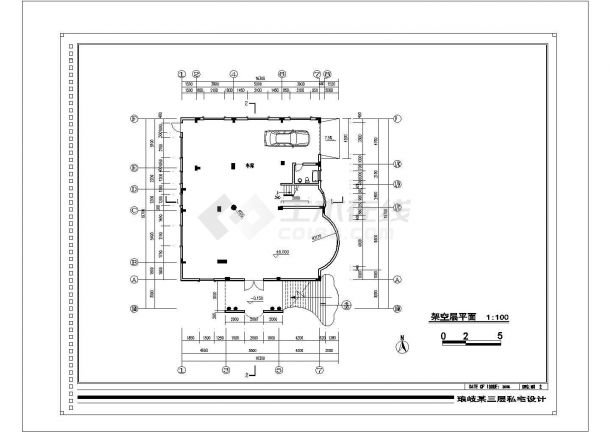 940平米3层框混结构豪华独栋别墅全套建筑设计CAD图纸（含阁楼）-图一