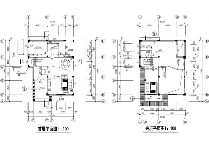 渭南市河西村某三层砖混结构私人独栋别墅建筑设计CAD图纸_图1