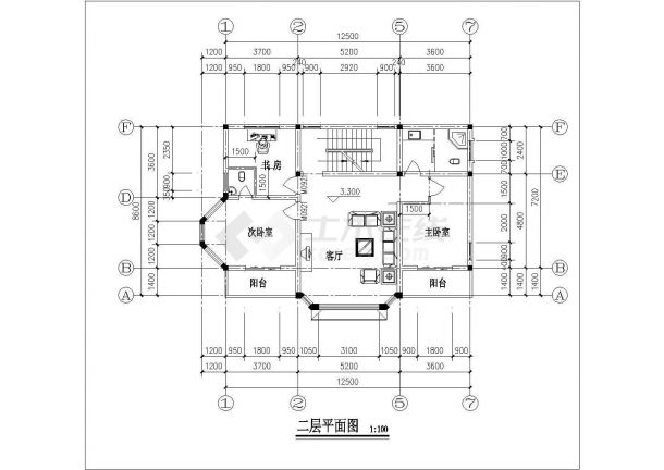 南昌市渭北村某三层框架结构休闲独栋别墅建筑设计CAD图纸（含阁楼）-图二