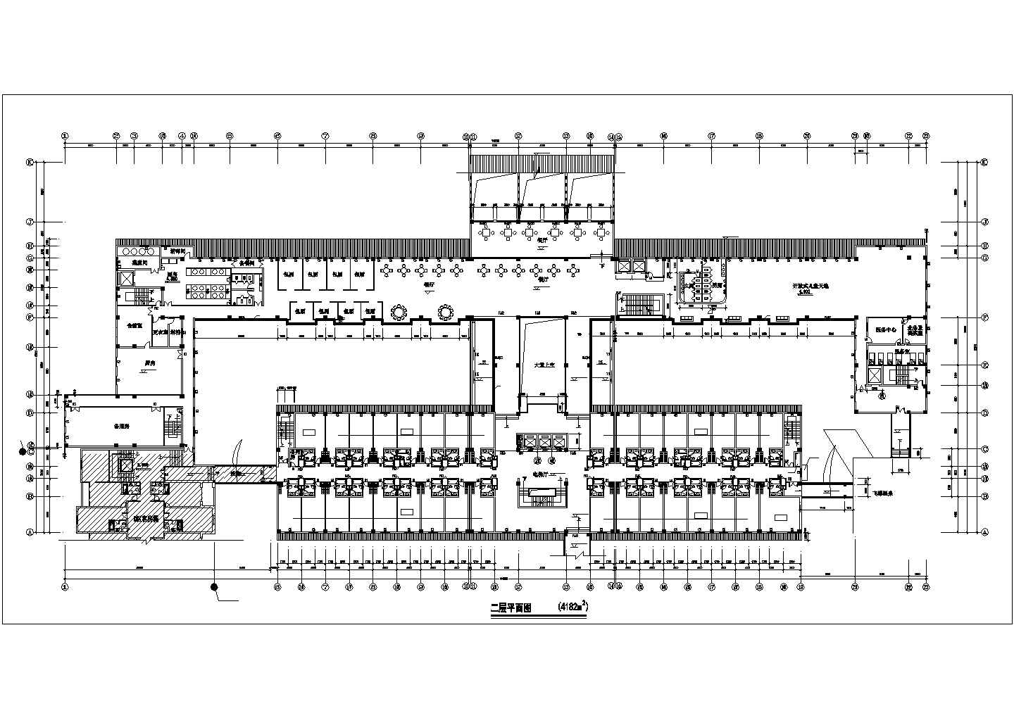 1.5万平米6层框架结构三星级大酒店全套建筑设计CAD图纸