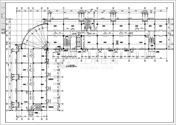 1.1万平米平米6+1层框架结构商业综合楼建筑设计CAD图纸（含机房层）-图二