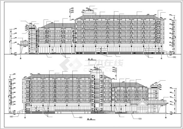 酒泉市某商业街9200平米6层框架结构商务酒店建筑设计CAD图纸-图一