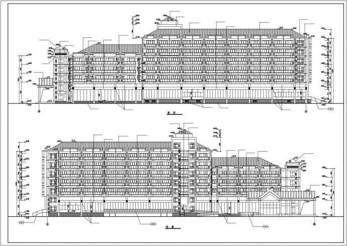 酒泉市某商业街9200平米6层框架结构商务酒店建筑设计CAD图纸_图1
