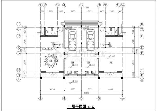 齐齐哈尔市某现代化新村4层砖混结构私建别墅全套建筑设计CAD图纸-图一