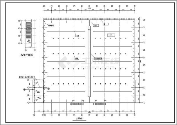 厂房设计_单层1万1平米轻钢结构刹车片公司厂房建施CAD图-图一