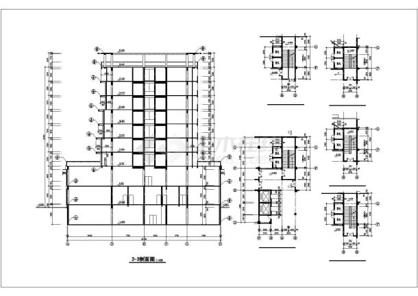 1.9万平米9层框架结构商务酒店建筑设计CAD图纸（不含地下室）-图一