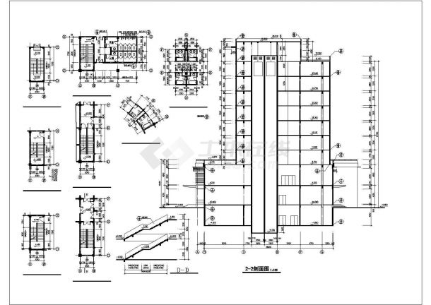 1.9万平米9层框架结构商务酒店建筑设计CAD图纸（不含地下室）-图二