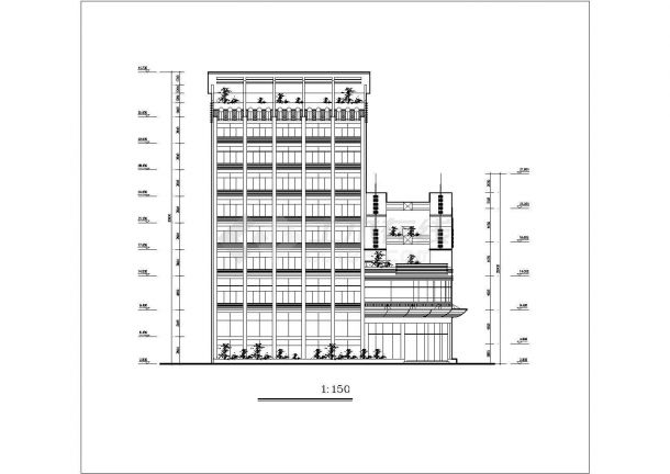 泉州市某商业街1.2万平米9层框架结构商务酒店全套建筑设计CAD图纸-图一