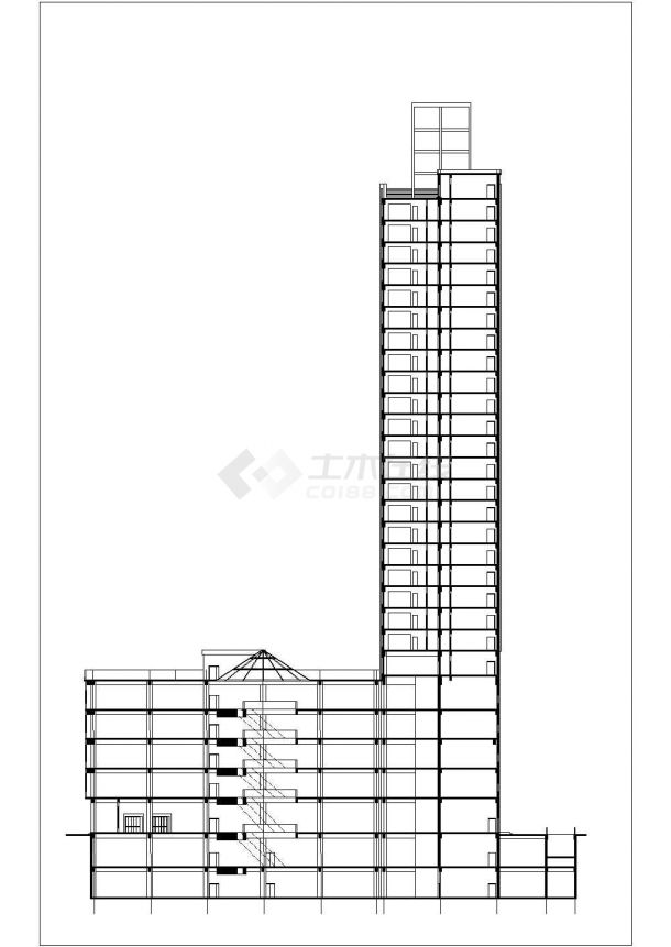 重庆市某商业街27层框架剪力墙结构商业综合楼建筑设计CAD图纸-图一