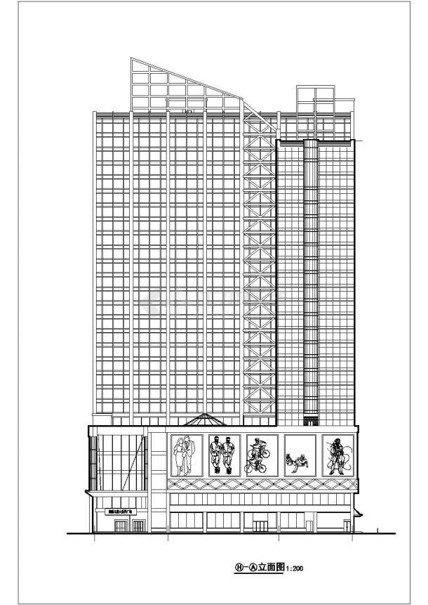 重庆市某商业街27层框架剪力墙结构商业综合楼建筑设计CAD图纸-图二