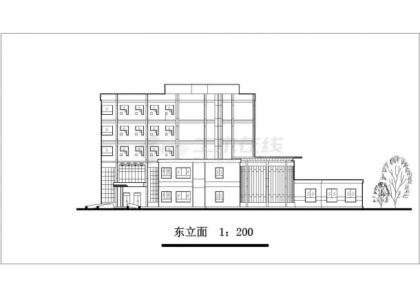 8200平面五层框架结构商务酒店建筑设计CAD图纸-图一
