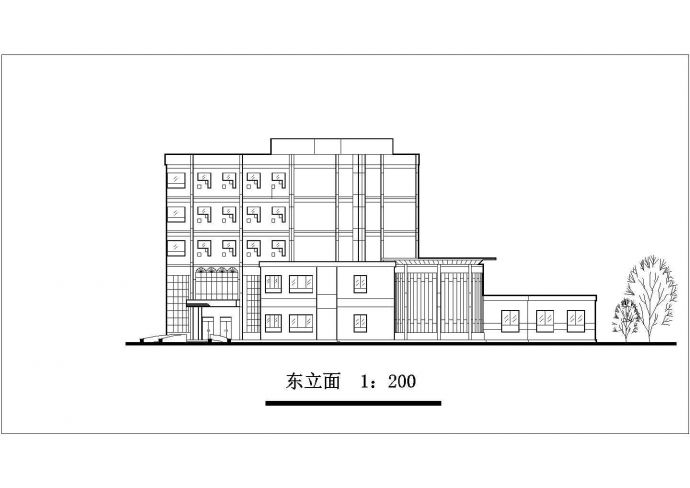 8200平面五层框架结构商务酒店建筑设计CAD图纸_图1