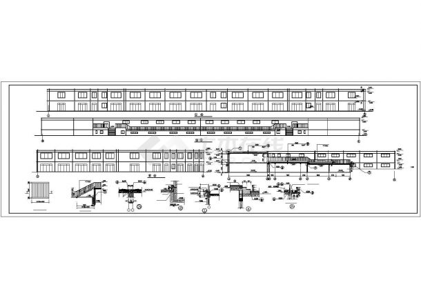 长沙市某高校操场2层框混结构演绎舞台建筑设计CAD图纸-图一