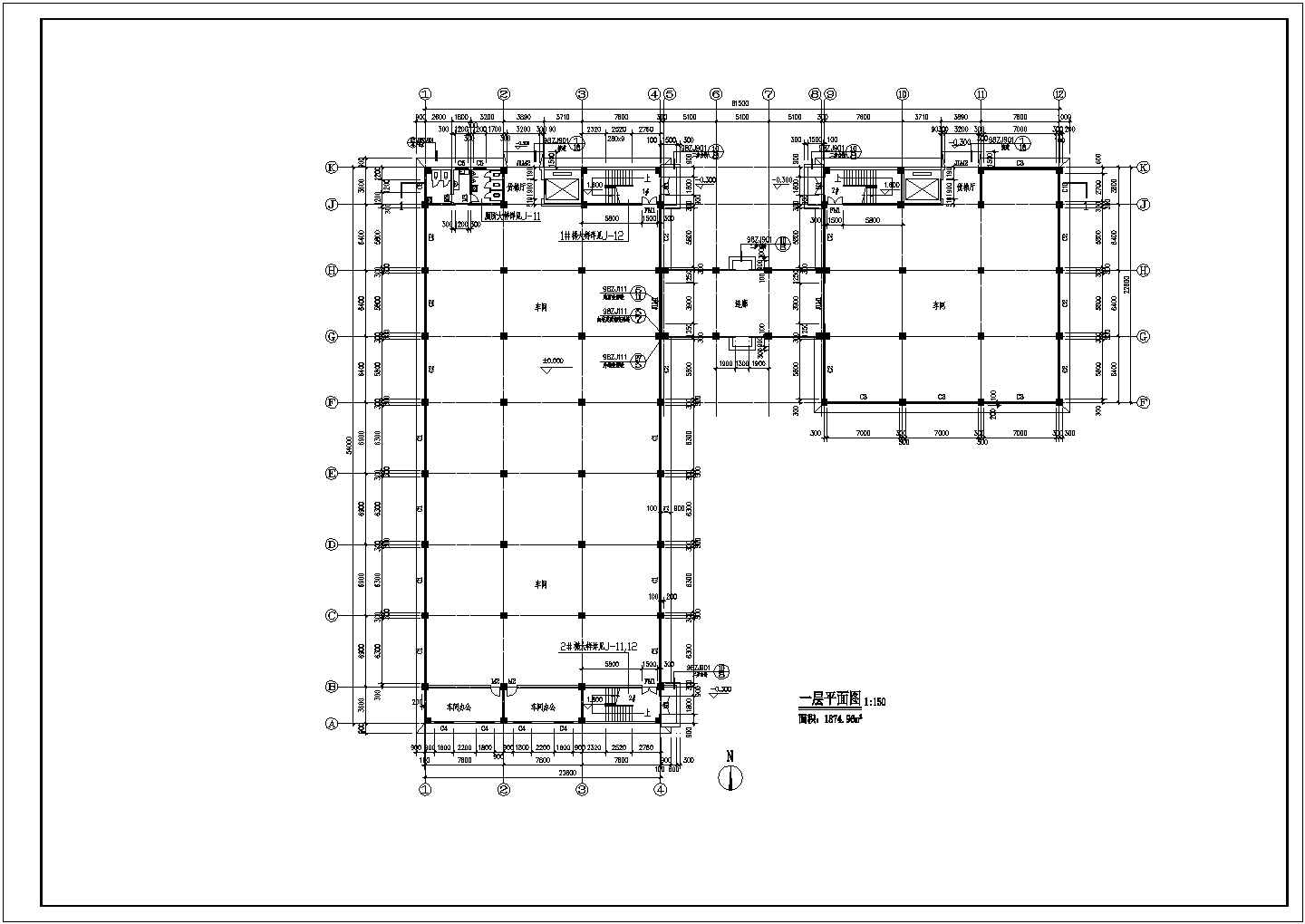 厂房设计_某五层现代厂房建施CAD图