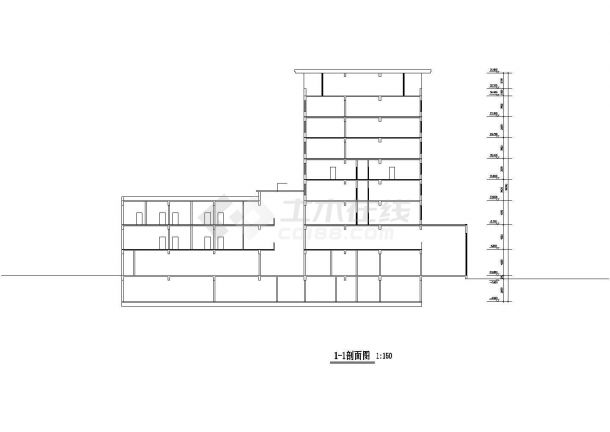 临街1.1万平米8层框架结构四星级酒店建筑设计CAD图纸-图二