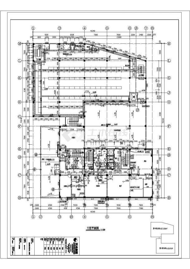 某街道社区十层服务中心菜市场CAD建筑施工套图施工平面立面-图一