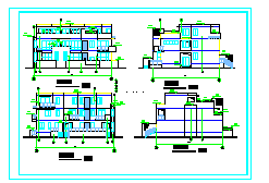 大户型二层带阁楼联排别墅设计cad施工图纸