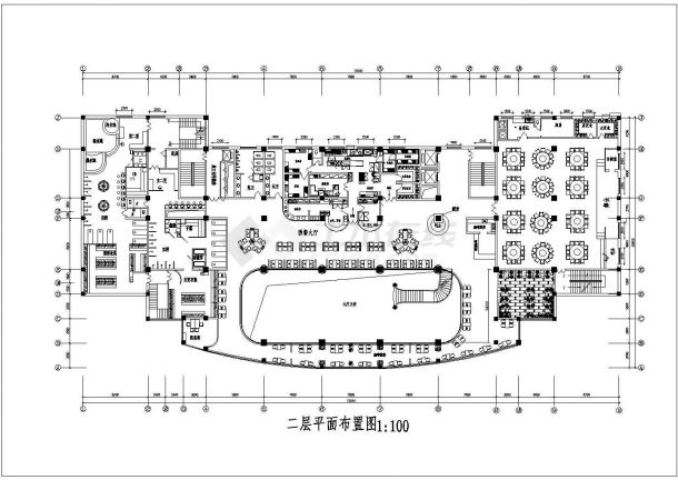 临街3800平米3层框架结构高档餐厅平面装修施工设计CAD图纸-图一
