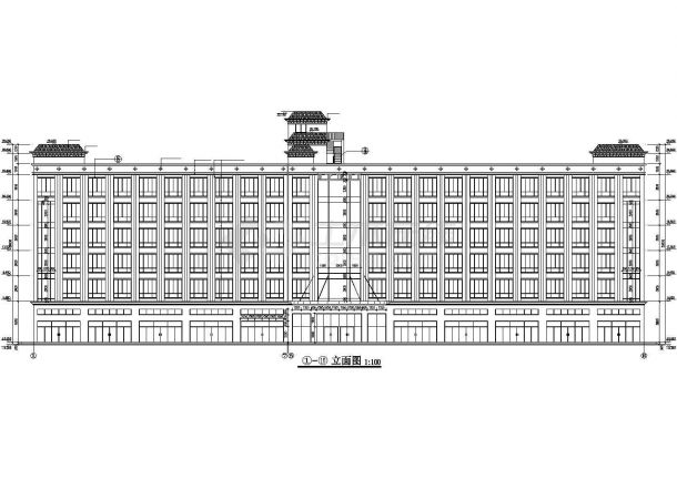大连市某商业街1万平米6层框架结构商务酒店建筑设计CAD图纸-图一