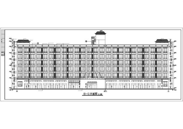 大连市某商业街1万平米6层框架结构商务酒店建筑设计CAD图纸-图二