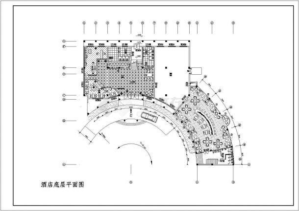 西安市某商圈三星级酒店全套平面施工设计CAD图纸-图二